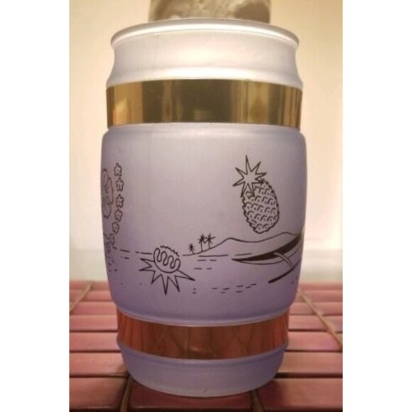 Vintage MCM Blue Siesta Ware Frosted Hawaiian Polynesian Tiki Mug Wood Handle 5" - Picture 3 of 3